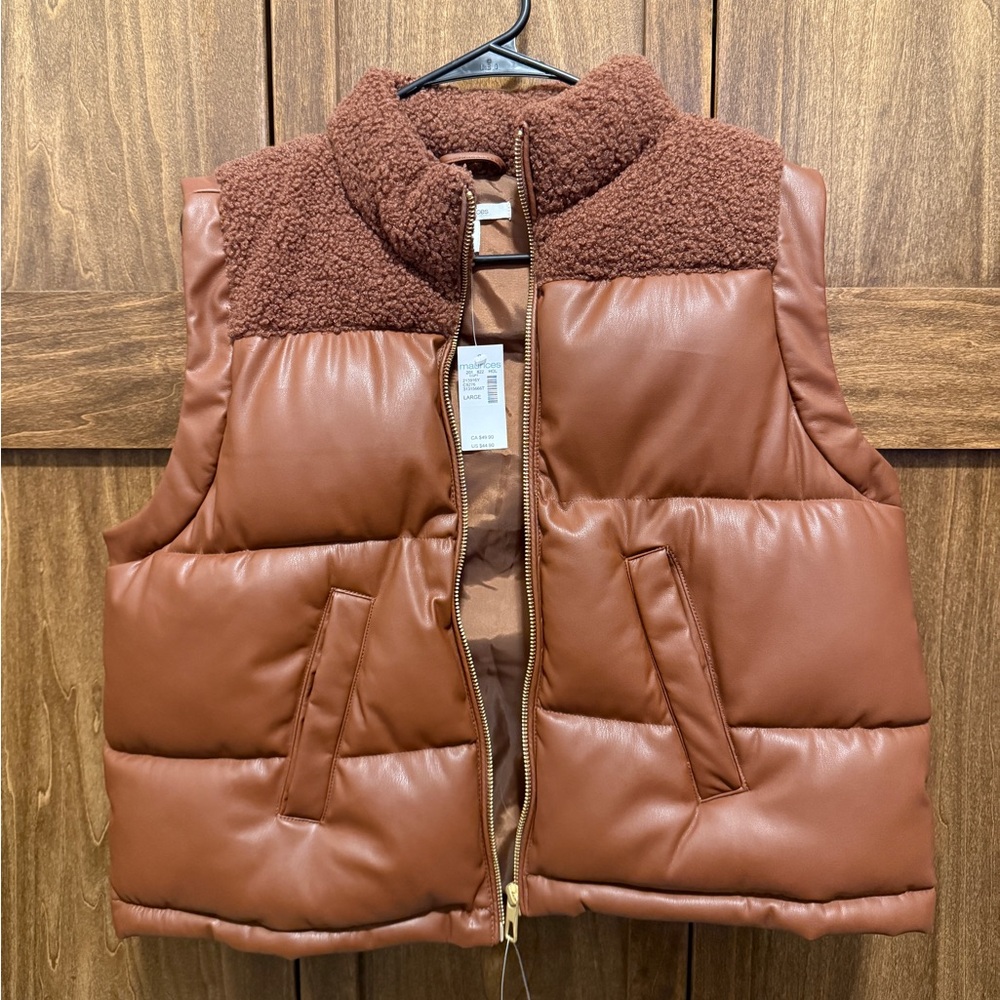 Cropped Brown Leather Vest